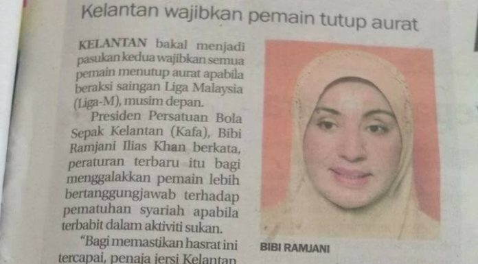 DACS sokong Kafa wajibkan pemain tutup aurat
