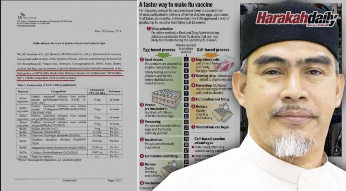 Vaksin SkyCell Flu tiada sebarang unsur haiwan