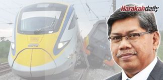 Komuter dan ETS bergesel di Stesen Kuang