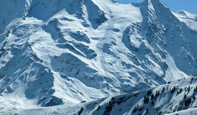 General view shows the aftermath of an avalanche near the Armancette glacier, in the French Alps