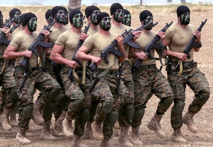 Hezbollah fighters exercise in Lebanon