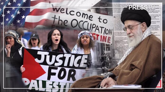 Ali Khamenei and America pro palestin students