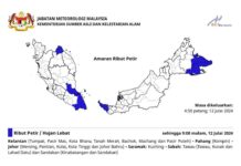 Amaran ribut petir, hujan lebat di lima negeri malam ini