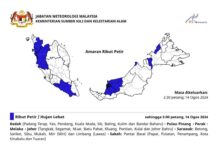 Amaran angin kencang, hujan lebat di tujuh negeri