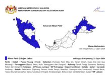 Amaran ribut petir, hujan lebat, angin kencang hari ini