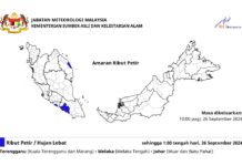 Ribut petir, hujan lebat dan angin kencang di 3 negeri, hari ini