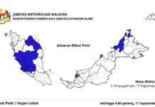Ribut petir, hujan lebat di 11 negeri, hari ini