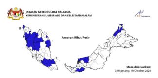 Amaran ribut petir, hujan lebat, angin kencang di 11 negeri