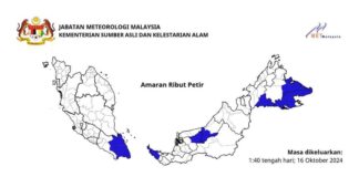 Ribut petir, hujan lebat, angin kencang di 3 negeri