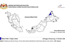 Hujan lebat, ribut petir, angin kencang di 2 negeri, hari ini
