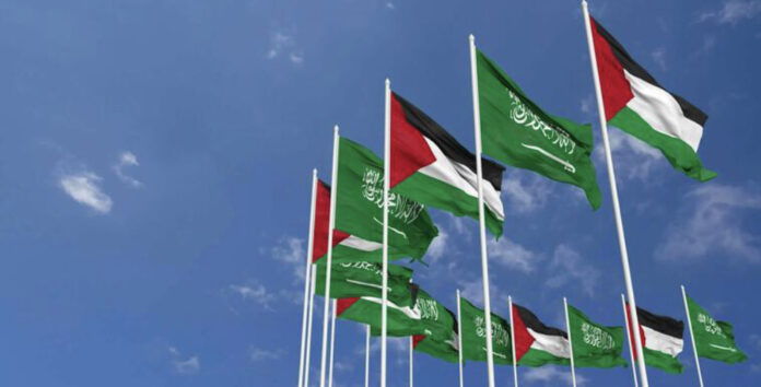 Saudi and Palestine flag
