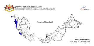 Amaran ribut petir, hujan lebat di empat negeri