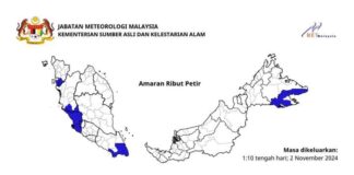 Amaran ribut petir di lapan buah negeri