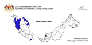 Amaran ribut petir, hujan lebat di lapan negeri