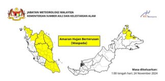 Ramalan hujan berterusan beberapa negeri 26-29 Nov